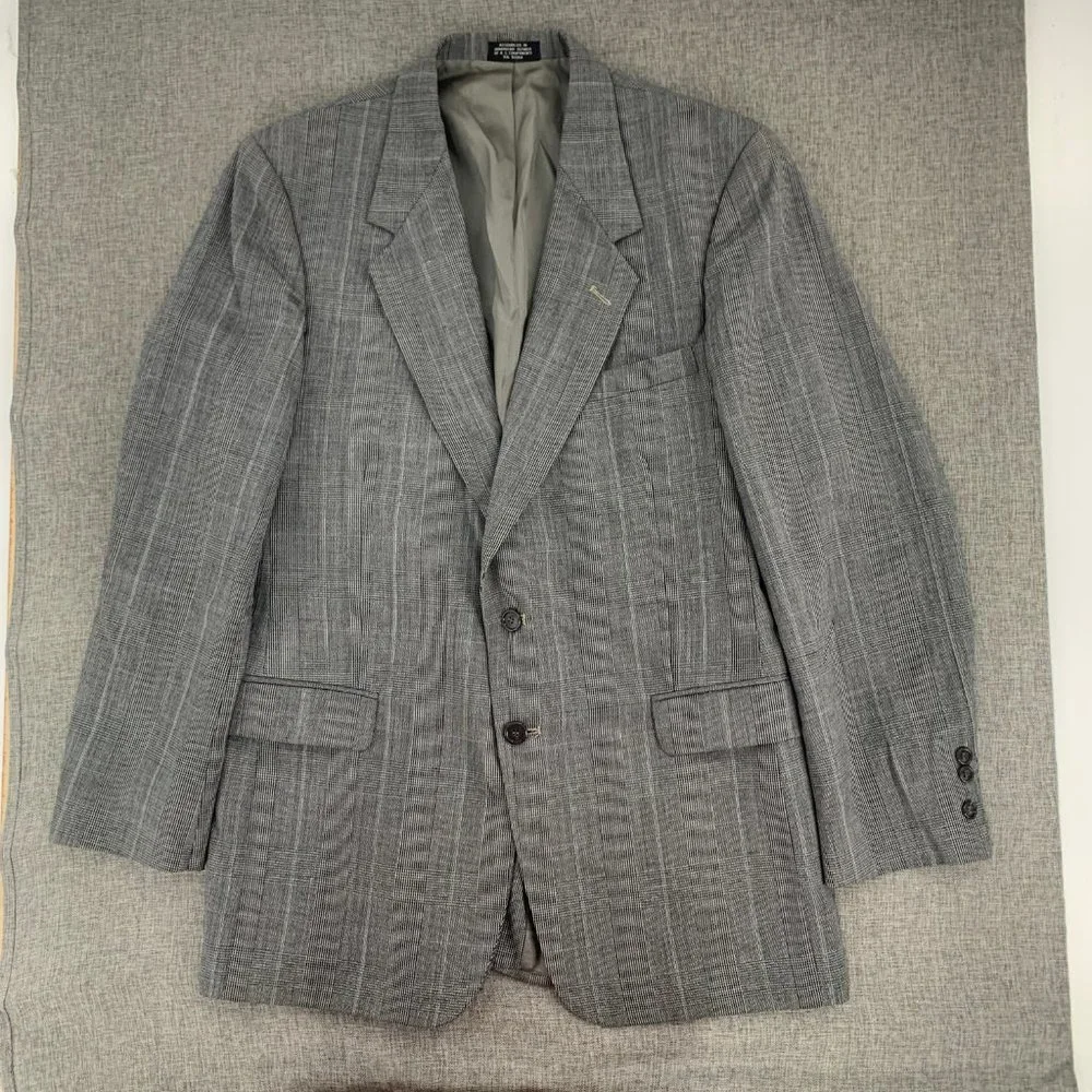 Vintage Mens Towncraft Suit Wool Blazer Cream Black 2 Button Size 42L W36 Jacket